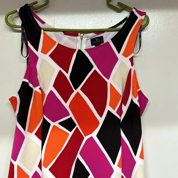 Worthington Fit & Flare Dress Vibrant Color Block Animal Giraffe Print Size 14 - Picture 2 of 9